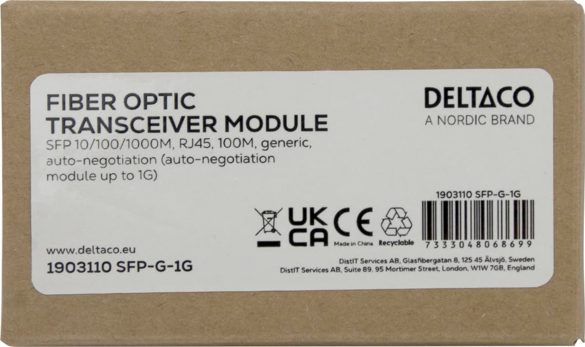 DELTACO - SFP 10/100/1000M, RJ45, 100M, Generic