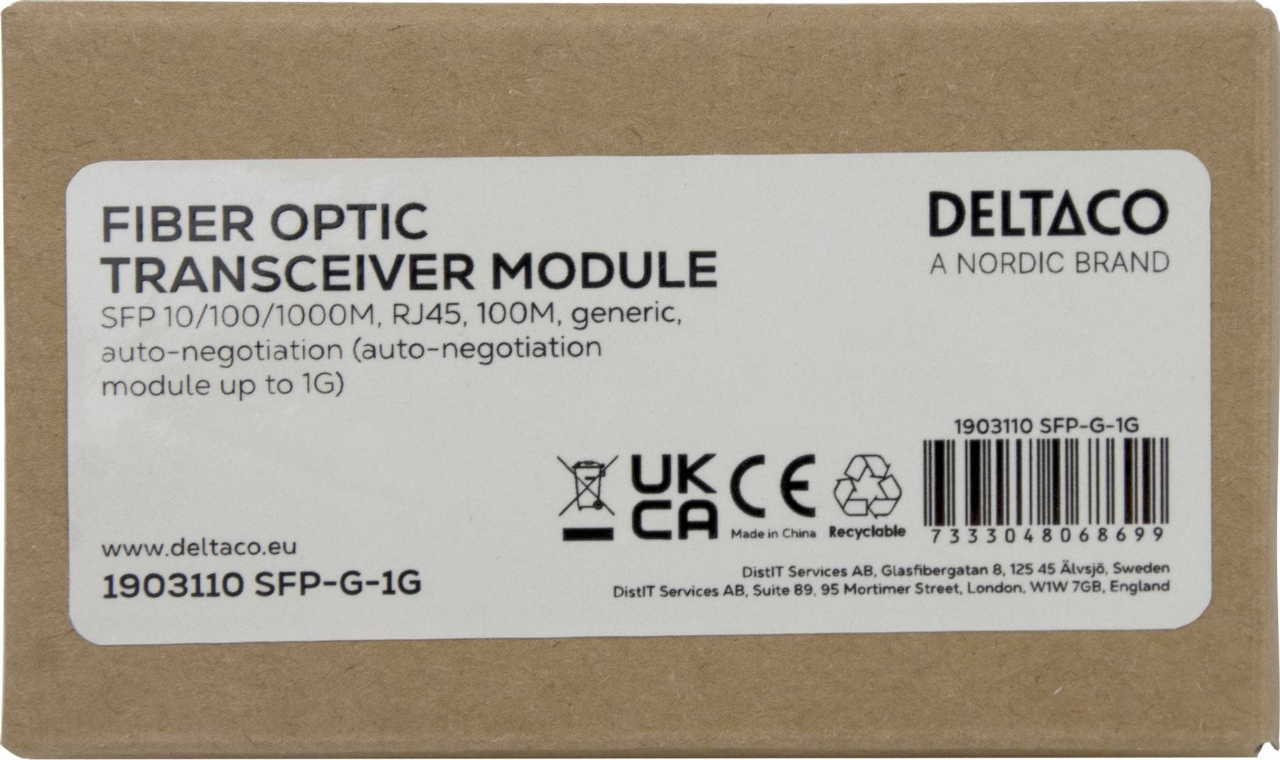 DELTACO - SFP 10/100/1000M, RJ45, 100M, Generic