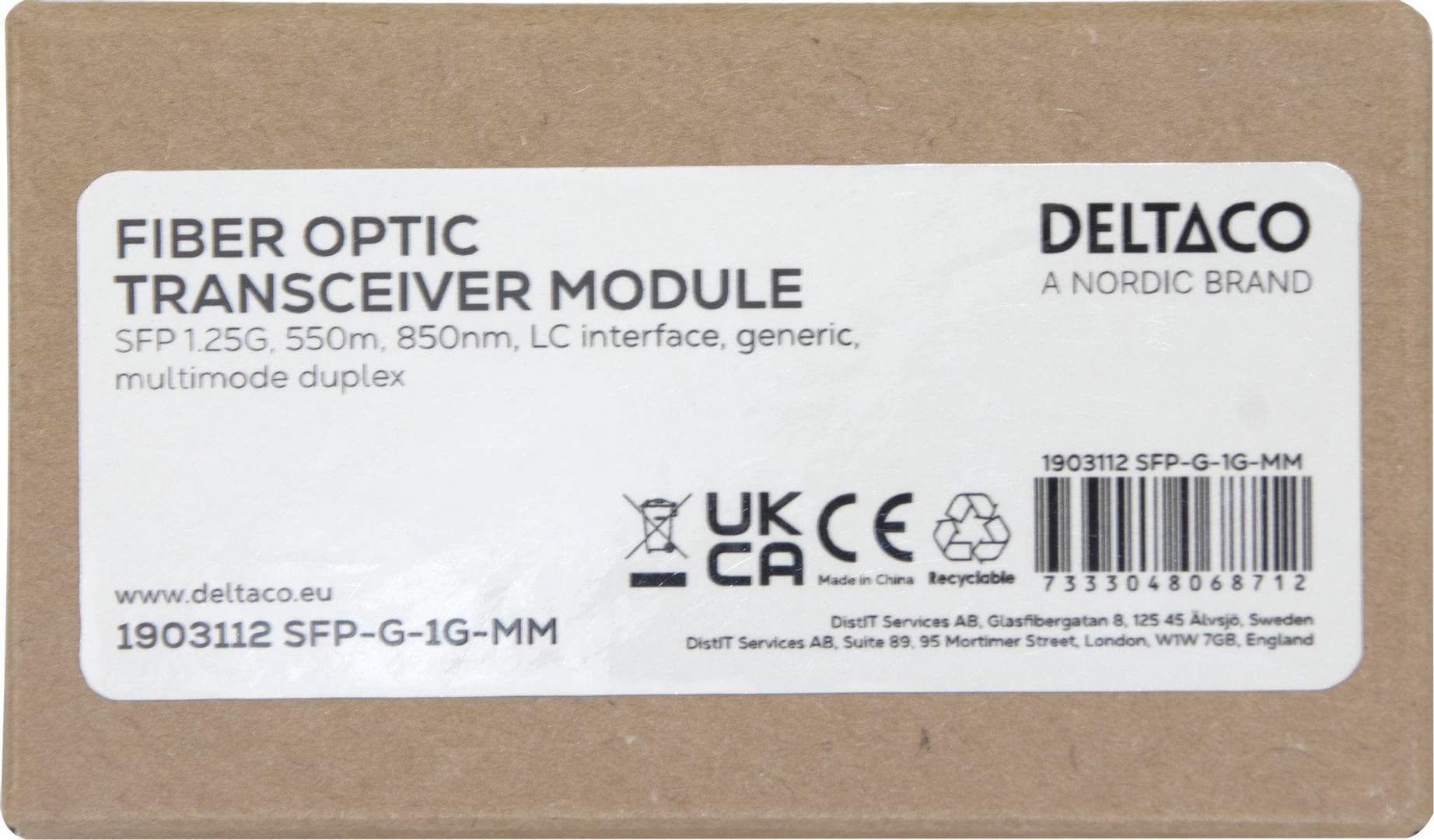 DELTACO - SFP 1.25G, 550m, 850nm, LC interface, Generic, MM Duplex