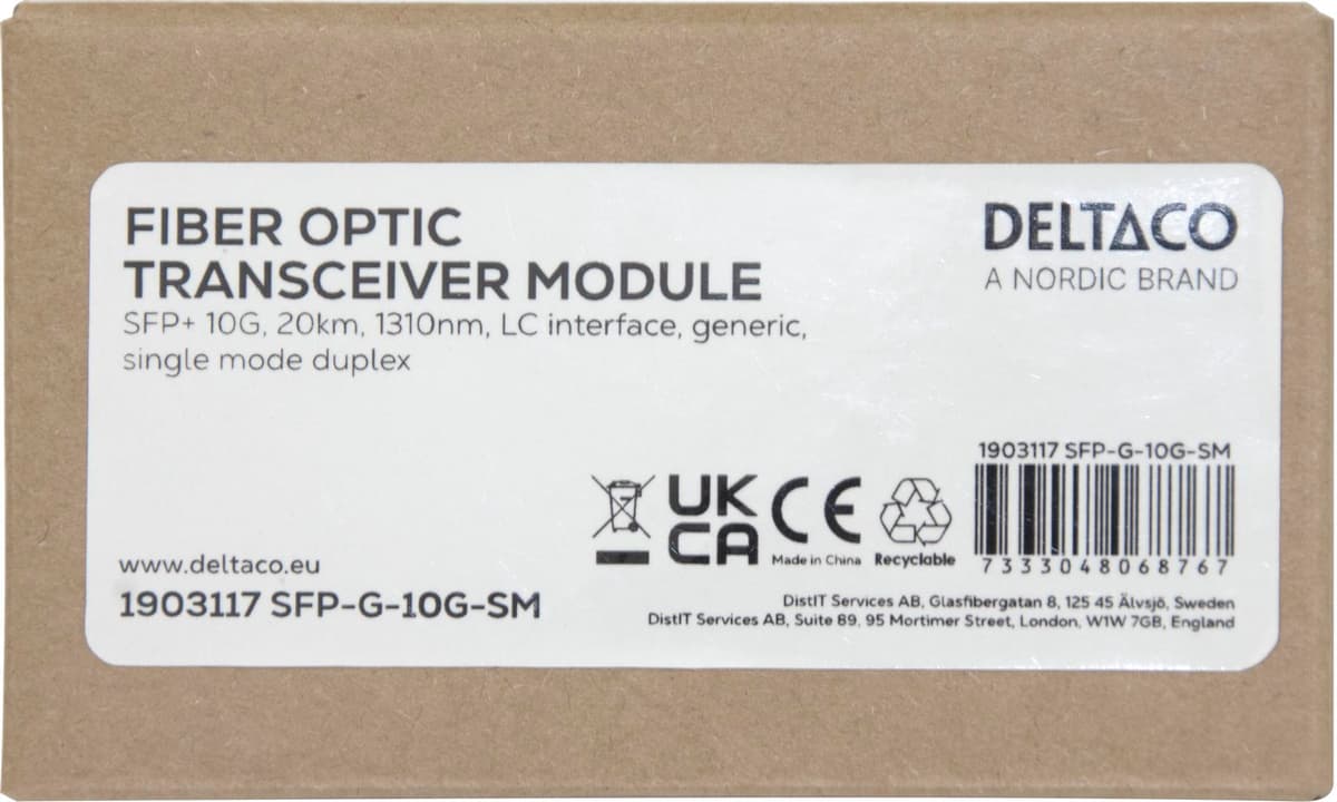 DELTACO - SFP+ 10G, 20km, 1310nm, LC interface, Generic, SM duplex