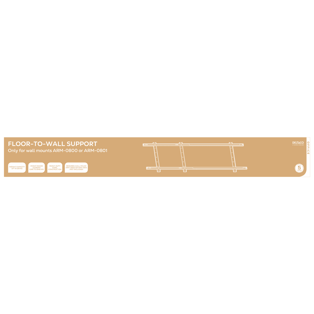 DELTACO - OFFICE Floor - Wall support for heigth-adjustable mount
