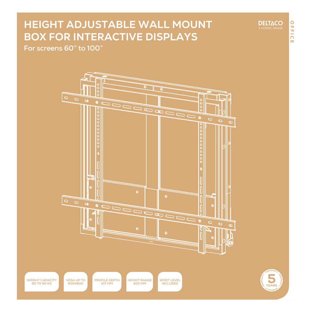 DELTACO - OFFICE Manual Height-Adjustable Display Wall Mount 60 - 90kg