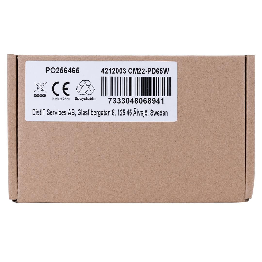 DELTACO - USB-C 65 W laptop charger, bulk