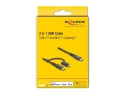 DELOCK - USB Cable 2in1 USB-C - USB-C Lightning iPhone/iPad MFi60W 1m
