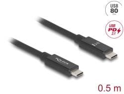 DELOCK - USB 80 Gbps Cable USB-C M-M 16K 60 Hz PD 3.1 240W Coax 0.5m