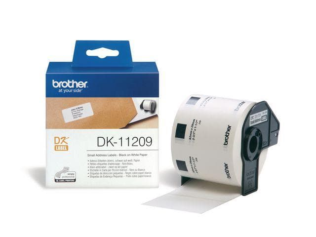 BROTHER - Adresseetikett liten. 29mm x 62mm. 800 stk. Sort på hvit.