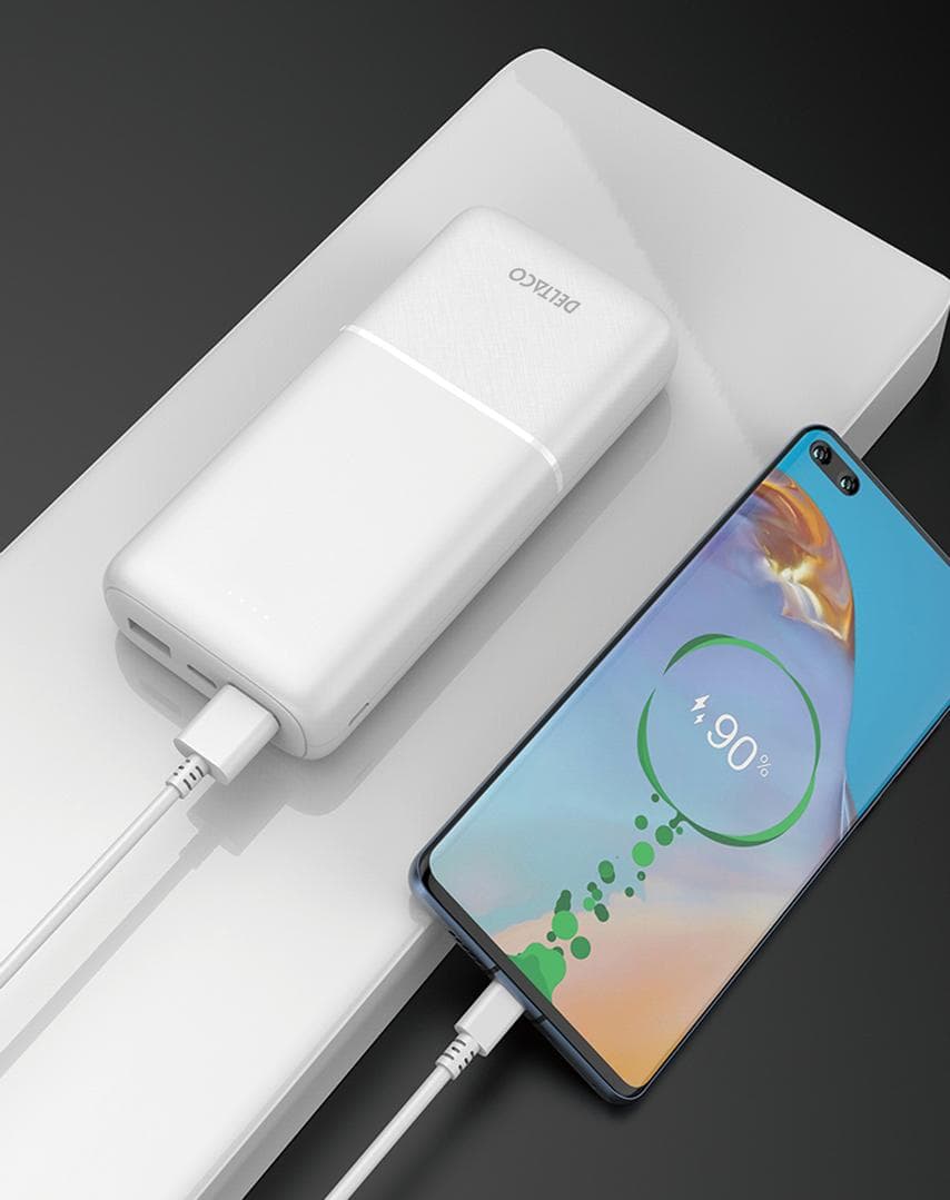 DELTACO - Powerbank 20 000 mAh, 2x USB-A, 1x USB-C