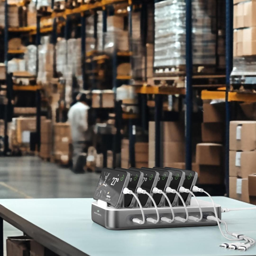 4smarts - Charging station Team 100W, 1x USB-A,5x USB-C incl. 6 cables