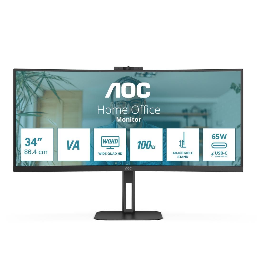 AOC - Online 34" CU34V5CW/BK Curved webcam