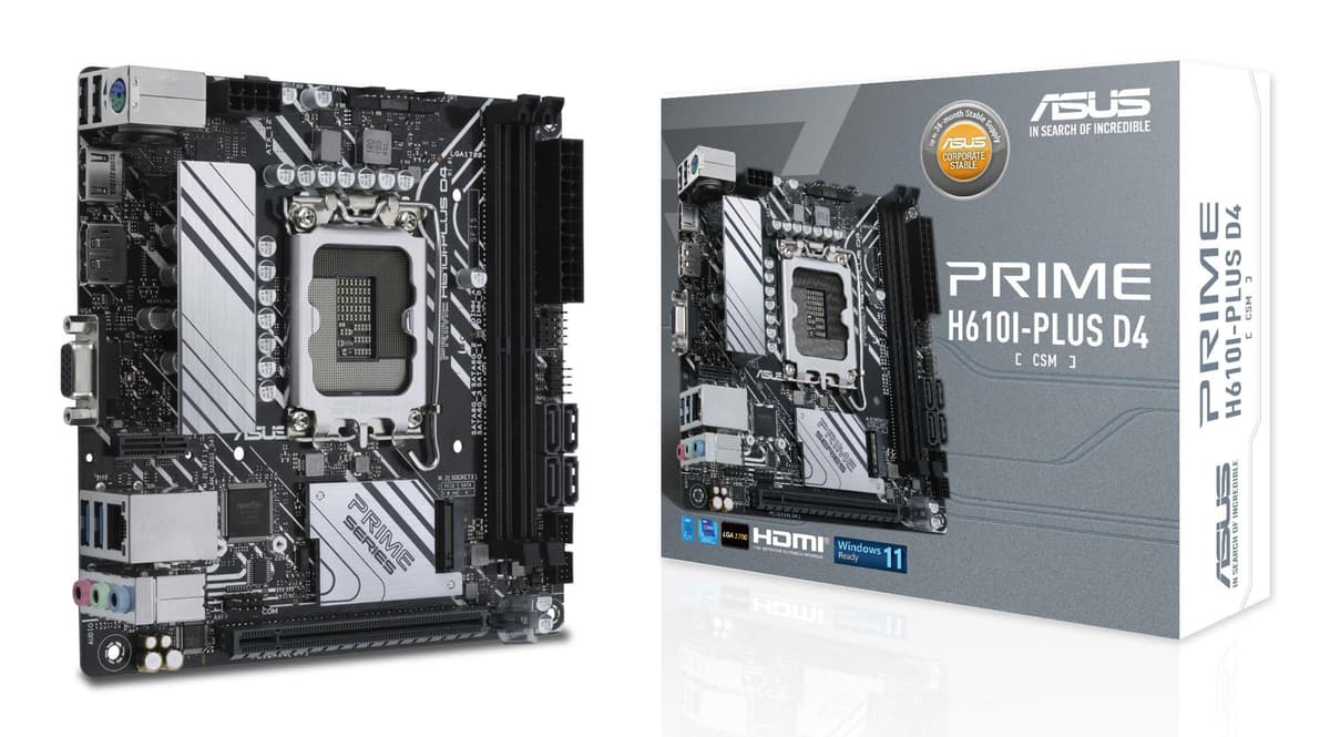ASUS - PRIME H610I-PLUS D4-CSM (Mini-ITX, H610, LGA 1700, DDR4)