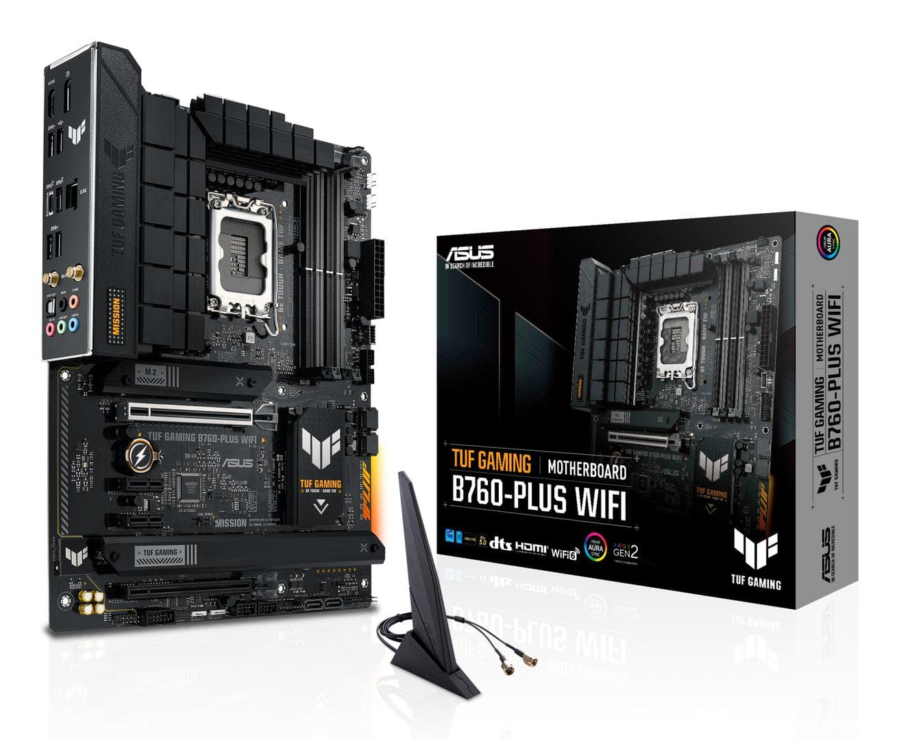 ASUS - TUF GAMING B760-PLUS WIFI Hovedkort LGA 1700, B760, ATX, DDR5, 1 x PCIe 5.0, 3xM.2 slots