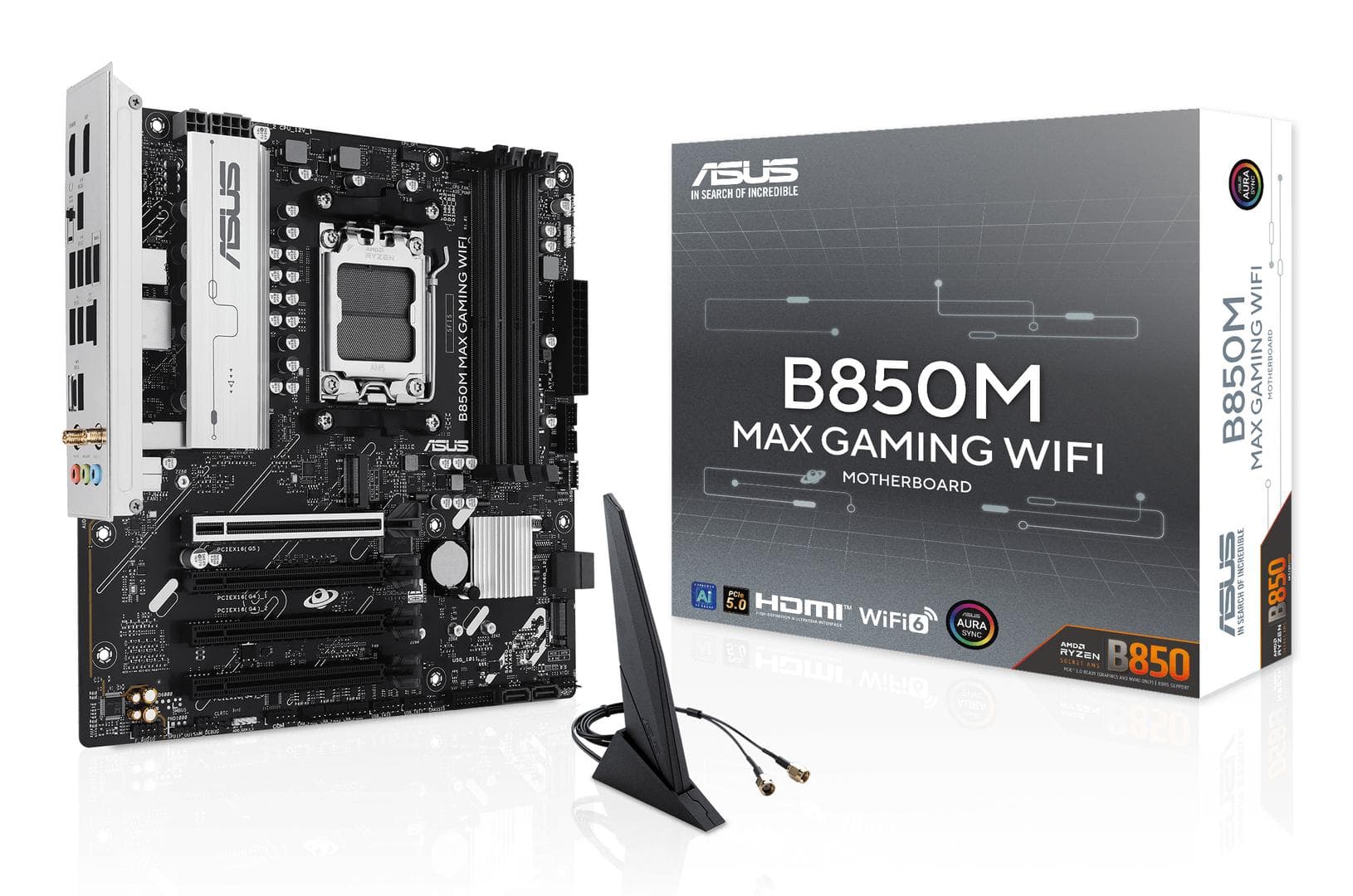 ASUS - AMD B850 mATX motherboard DDR5 PCIe 5.0 3xM.2 1xHDMI 1xDisplayPort 4xSATA