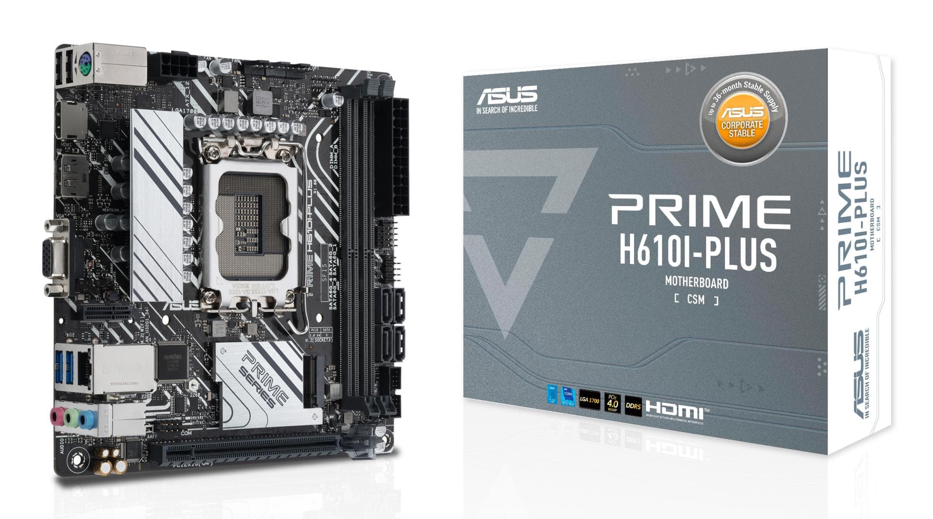 ASUS - PRIME H610I-PLUS-CSM Intel LGA 1700 2DDR5 miniATX 4xSATA MB 1xHDMI 1xDP 1xD-Sub