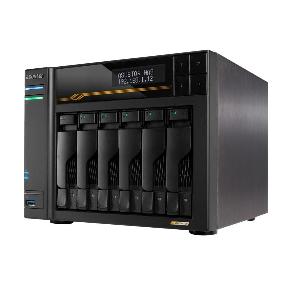 ASUSTOR - AS6806T 6 Bay NAS AMD Ryzen Embedded V3C14 16GB ECC RAM DDR5 Dual USB 4 Ports Dual 10GbE Ports Dual 5GbE Ports Four M.2 SSD
