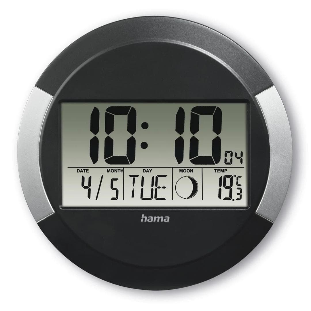 HAMA - Wall Clock Ischia DCF Radio Black Silver