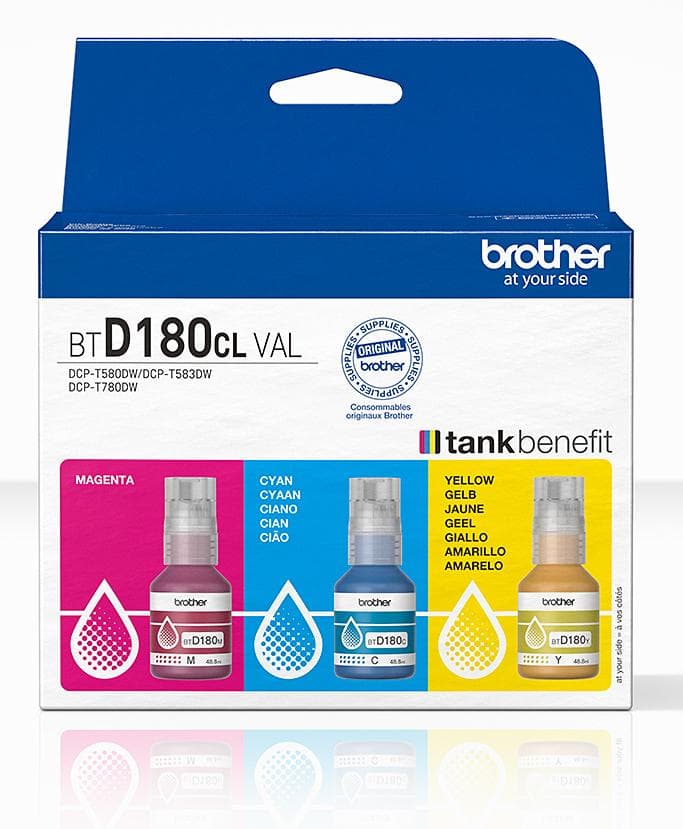BROTHER - BTD180CLVAL CMY value pack ink, 3 bottles, yield up to 5 000 pages each
