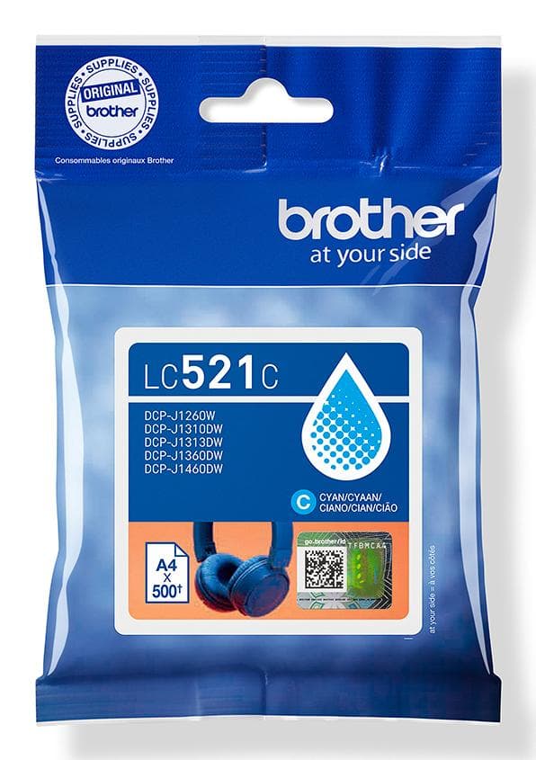 BROTHER - LC521C Cyan ink cartridge, yield up to 500 pages