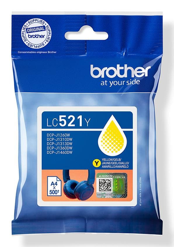 BROTHER - LC521Y Yellow ink cartridge, yield up to 500 pages
