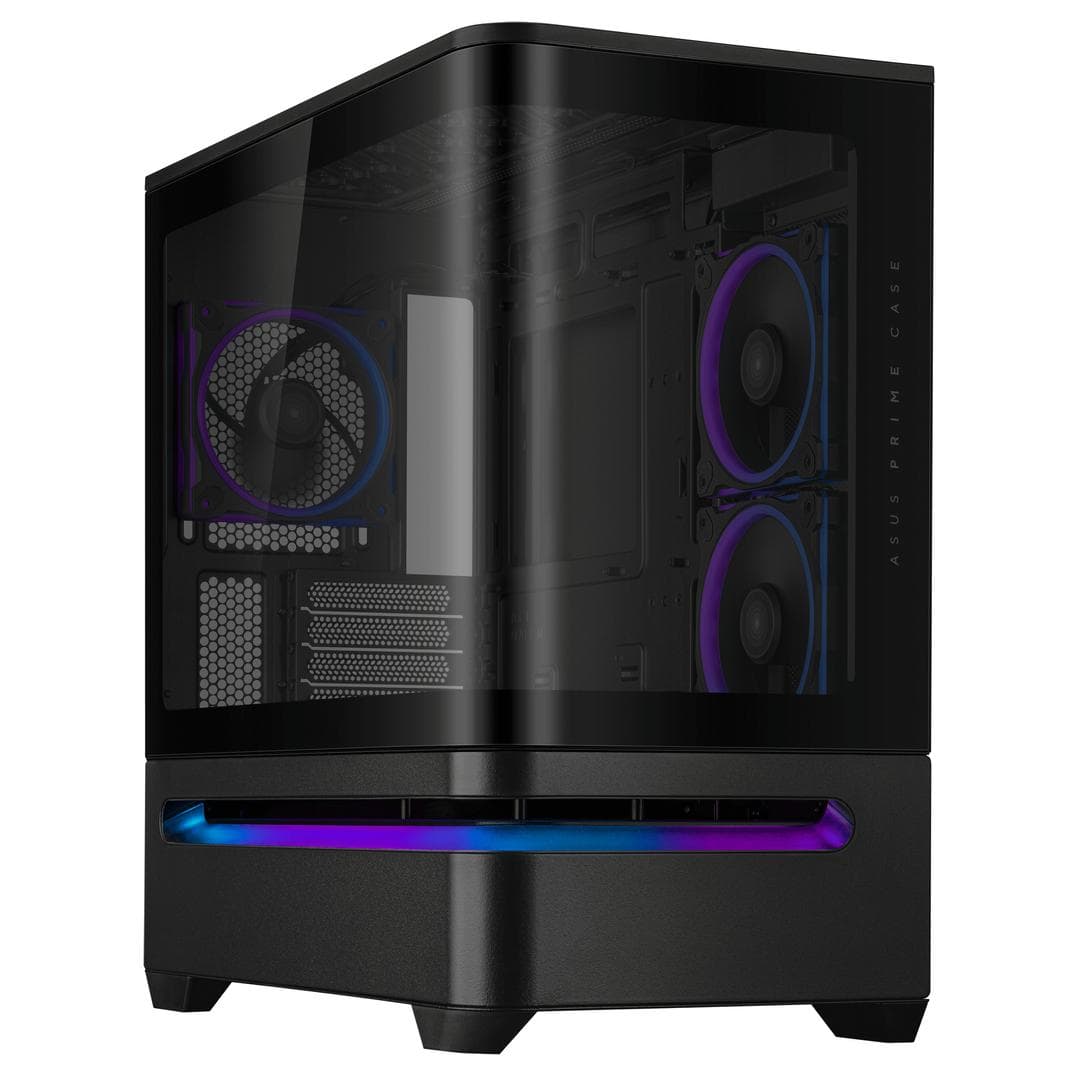 ASUS - PRIME AP202 TG ARGB mATX Tower (sort) mATX, 1x 120mm vifte bak, 2x 120mm vifte side, Herdet Glass