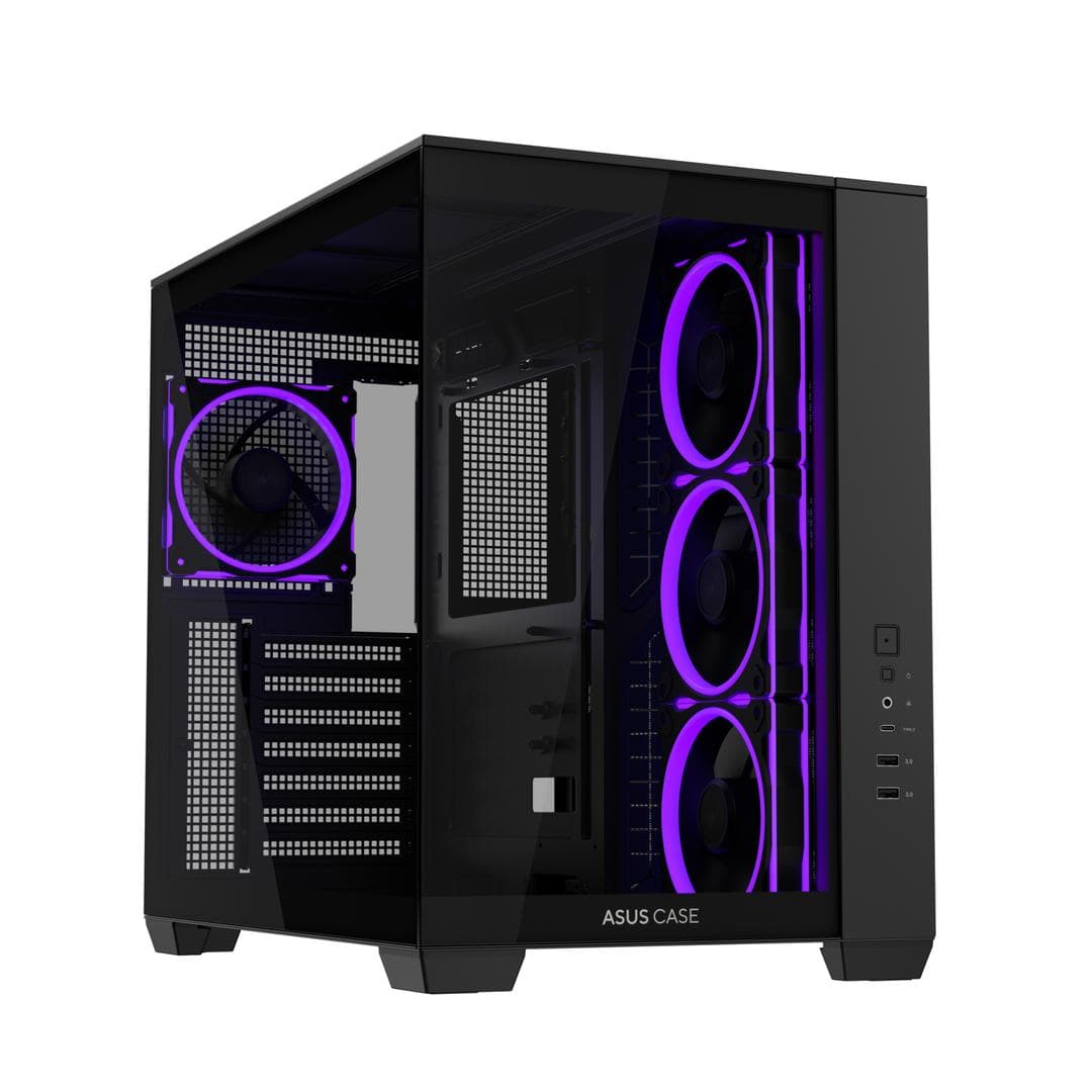 ASUS - A32 PLUS TG ARGB ATX Case with 4 pre-installed ARGB fans - Black
