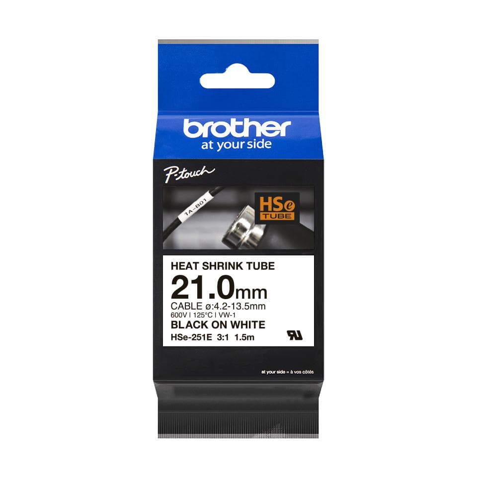 BROTHER - Heat Shrink Tube Black on White 21.0mm