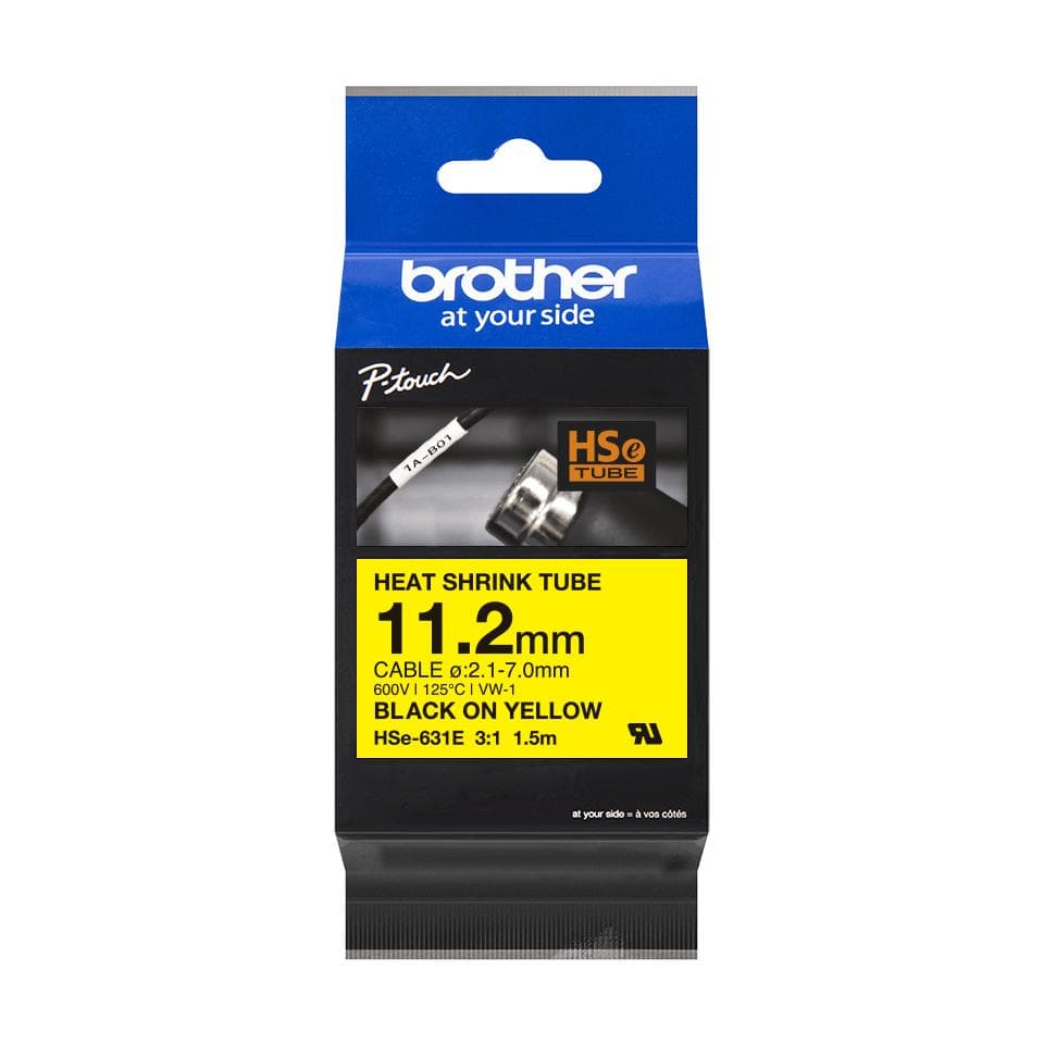 BROTHER - Heat Shrink Tube Black on Yellow 11.2mm