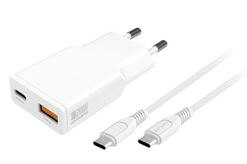 4smarts - Ladegert PDPlug Duos Slim 20W GaN USB-C/A+USB-C Kabel
