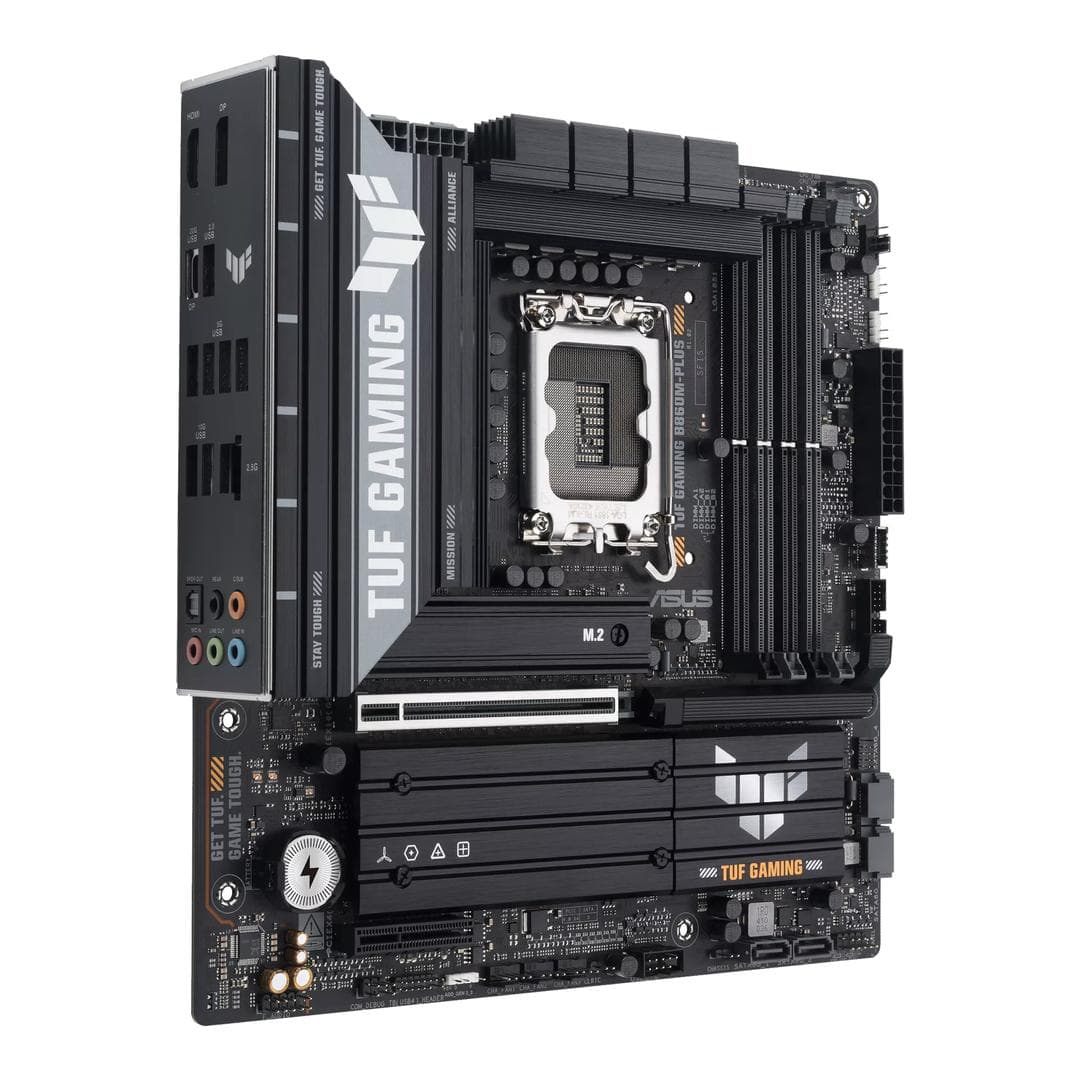 ASUS - TUF GAMING B860M-PLUS - Motherboard - micro ATX - LGA1851 Socket - B860 Chipset - USB-C 3.2 Gen 2x2, USB 3.2 Gen 2, USB 3.2 Gen 1, USB-C 3.2 Gen2 - 2.5 Gigabit LAN - onboard graphics (CPU required)