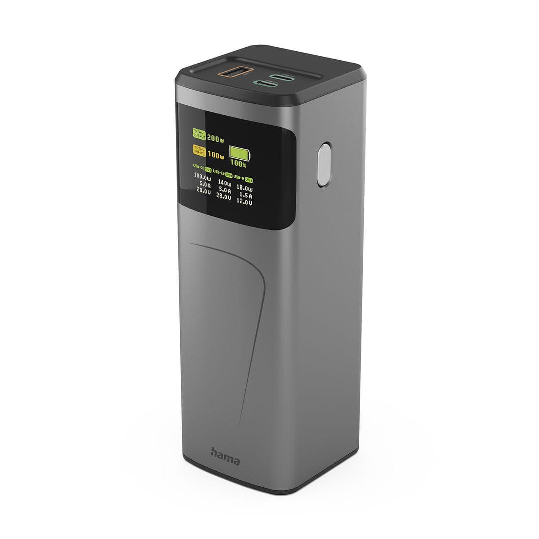 HAMA - Power Pack 200W Fast Charge 24000mAh 2xUSB-C 1xUSB-A Black