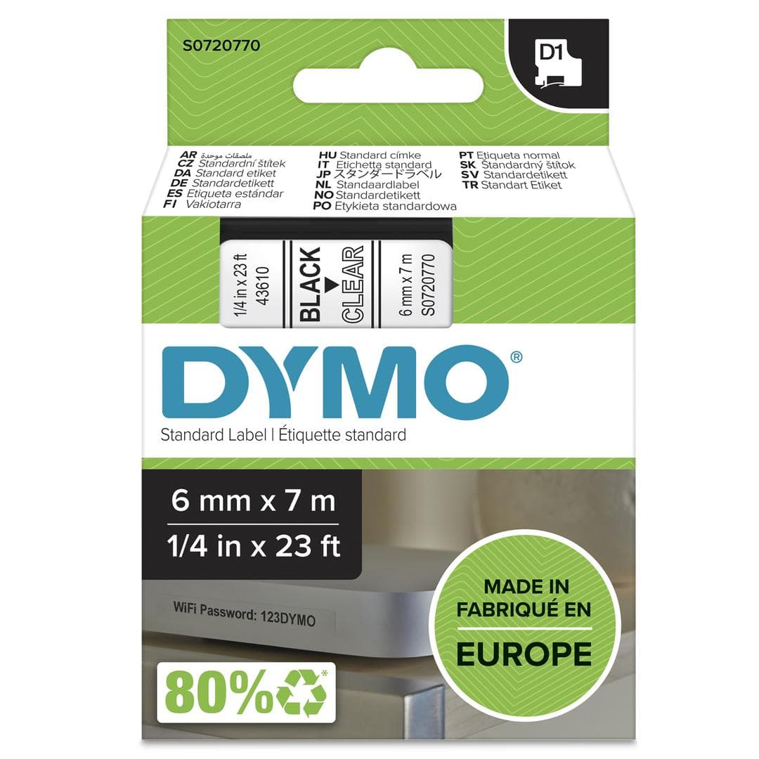 DYMO - D1 6mm  Sort/Klar