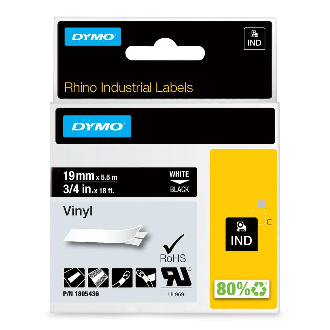 DYMO - Rhino 19 mm Vinyl white on Black