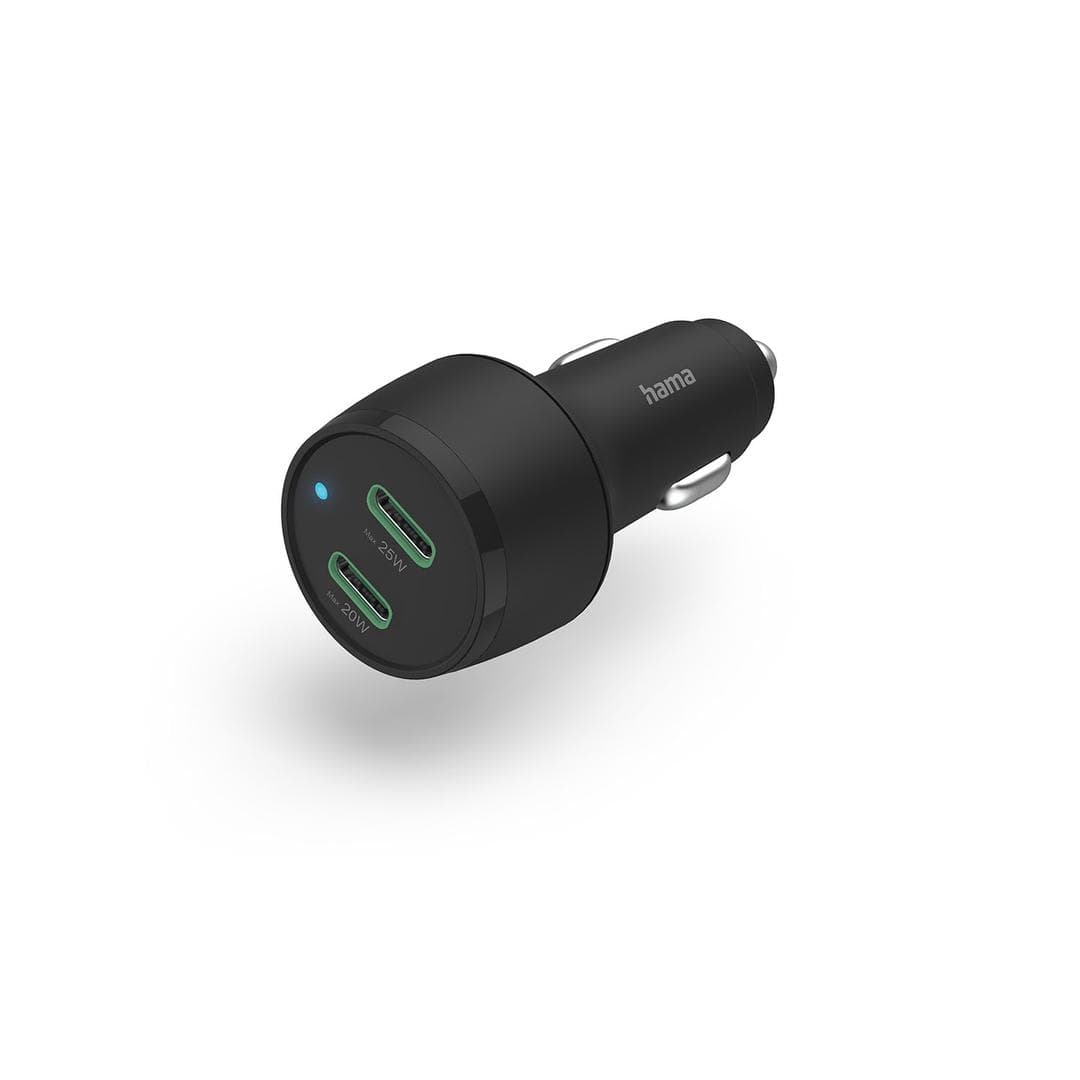 HAMA - Car Charger12-24V 2xUSB-C PD 45W Black