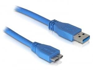 DELOCK - USB 3.0 kabel, Typ A hane - Typ Micro B hane, 3m, blå