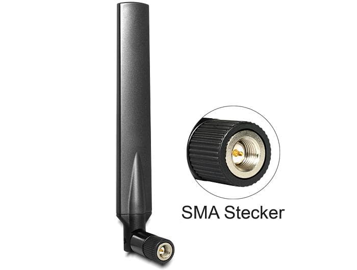 DELOCK - LTE antenne, SMA-kontakt han , rundstrålende, svart