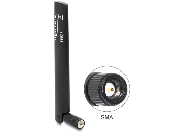 DELOCK - LTE Antenne LTE SMA -0,8 3,0 dBi omni Gelenk schwar
