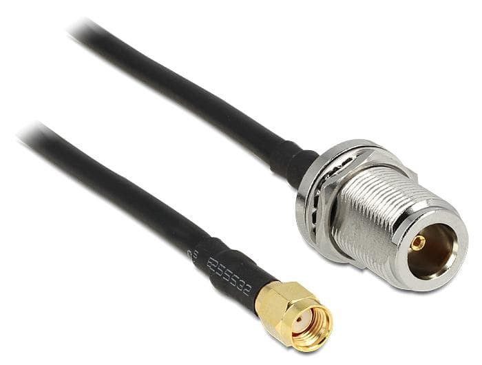 DELOCK - HF Kabel RP-SMA Stecker -> N-Buchse zum Einbau 1.50m