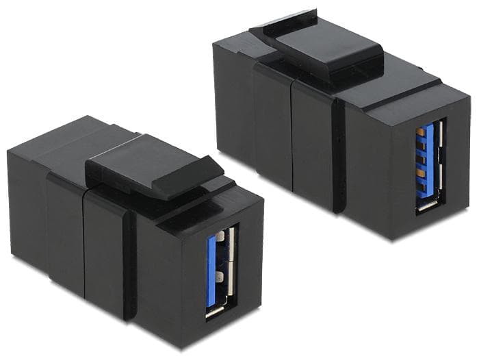 DELOCK - Keystone USB-A 3.0 -> USB-A 3.0 Bu/Bu schwarz
