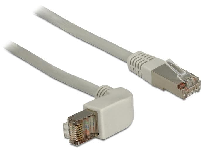 DELOCK - Cat.6A SSTP-kabel, vinklad - rak kontakt, 1m