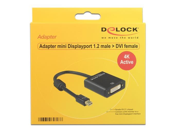 DELOCK - Adapter mini DP til DVI(24+5) 4K Aktiv