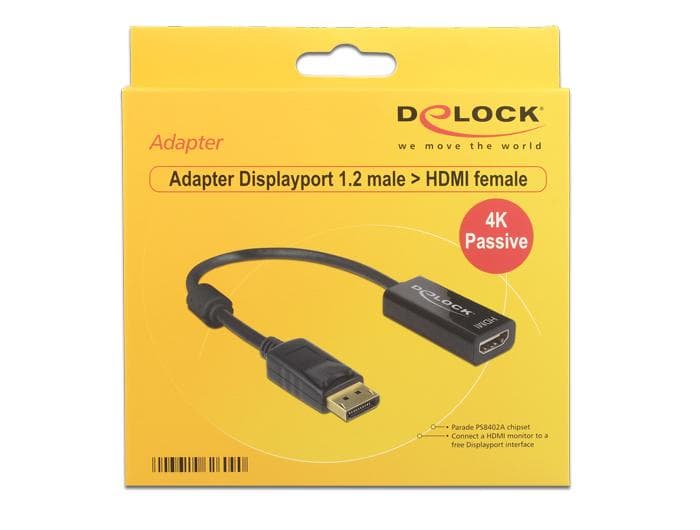 DELOCK - Adapter Displayport 1.2 male > HDMI female 4K Passive black