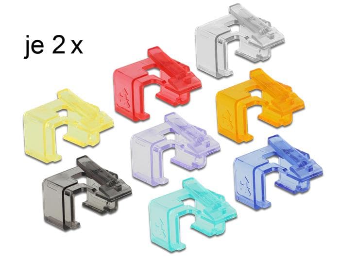 DELOCK - Reparerings clips för RJ45-kontakter, 16-pack, blandade färger