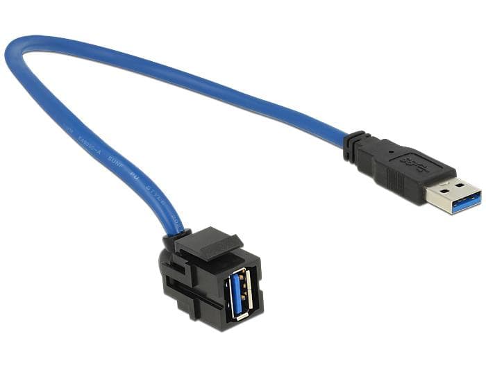 DELOCK - Keystone module USB 3.0 A female > USB 3.0 A male 250? with cable