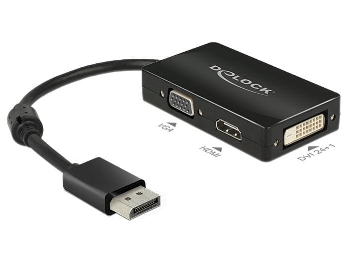 DELOCK - Adapter DP male - VGA/HDMI/DVI female black