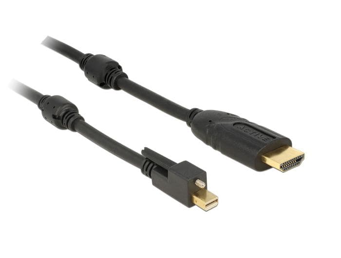 DELOCK - mini DP 1.2 male with screw > HDMI male 4K Active black 5 m