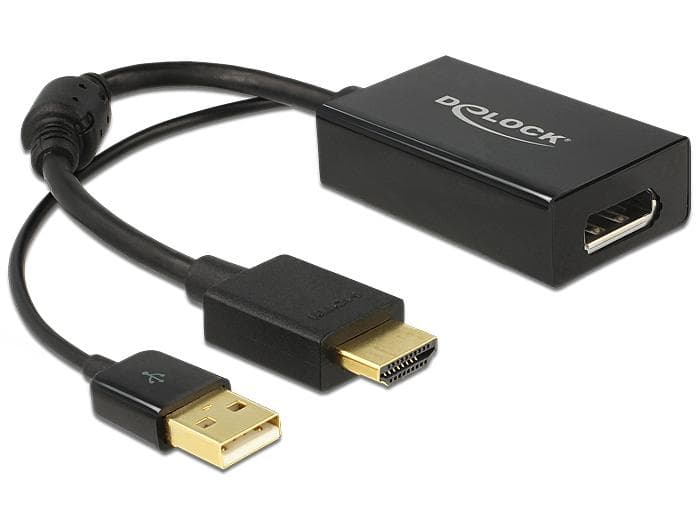 DELOCK - HDMI till Displayport adapter, 4K, HDMI ha, DP hona, svart