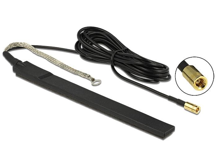 DELOCK - DAB+ antenn, aktiv, SMB ha, 23 dBi, 3m, klisteretikett, svart