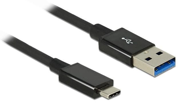 DELOCK - Cable USB Type-C male > USB Type-A male; 1 m coaxial black Premium