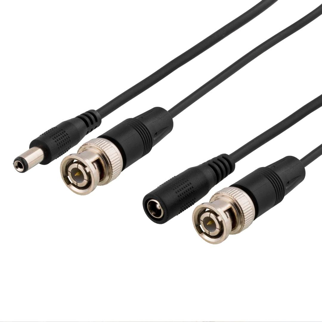 DELTACO - coaxial cable with BNC and power, BNC m - m, 2,1mm, 50m, black