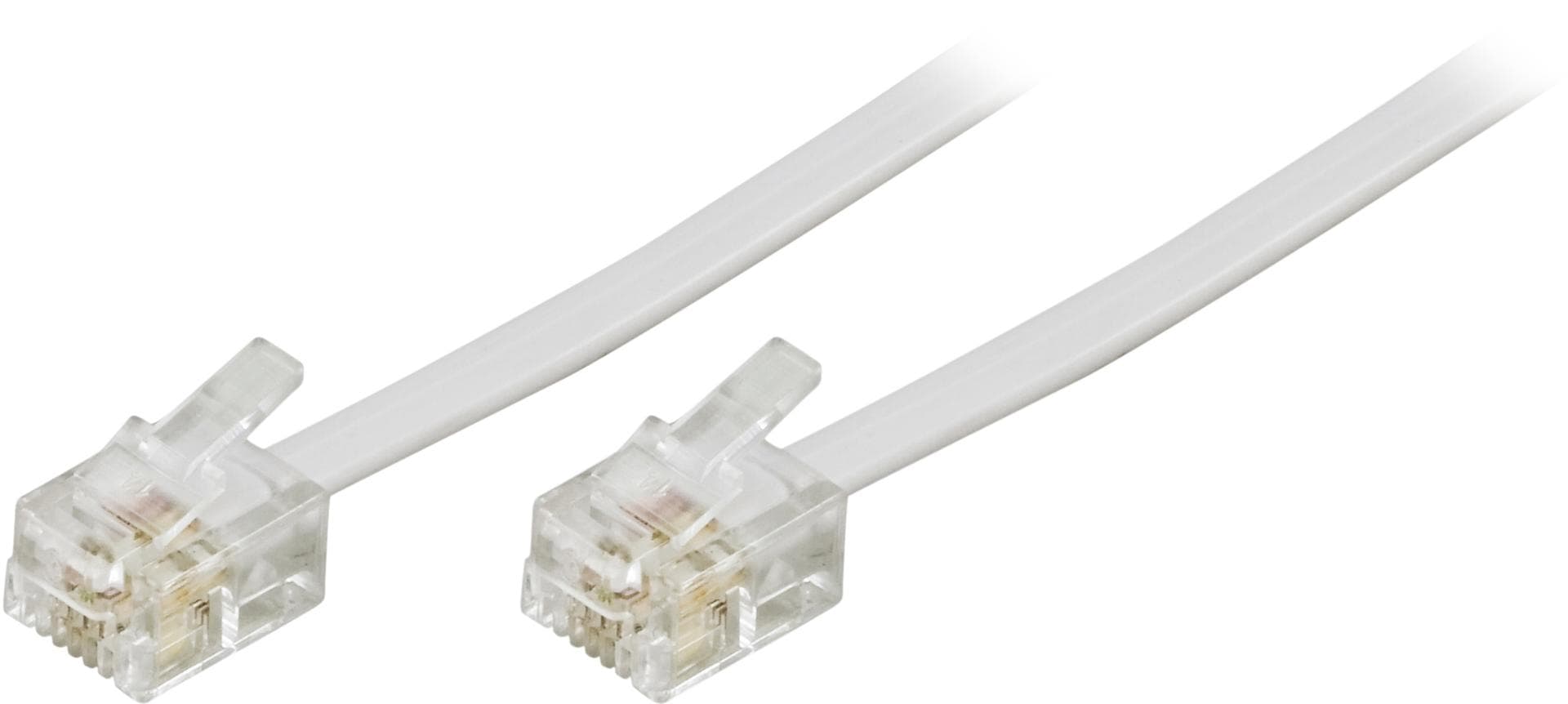 DELTACO - Modular cable, 6P4C (RJ11) to 6P4C (RJ11), 10m, white