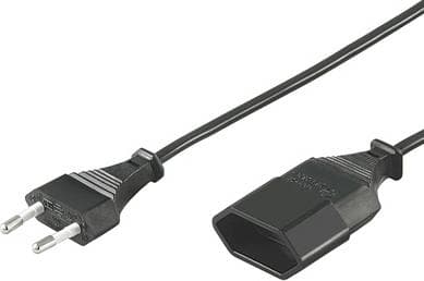 DELTACO - Europlug (power CEE 7/16) (male) - Power IEC 60906-1 (female) Black 5m